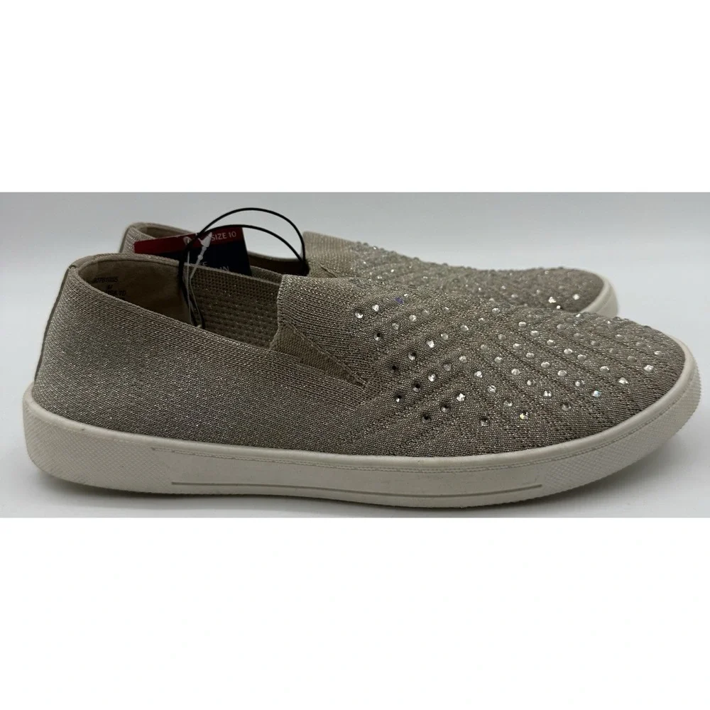 NWT White Mountain Sparkly Bling Sneaker Slip On Shoe Sz 10‎ Metallic Taupe